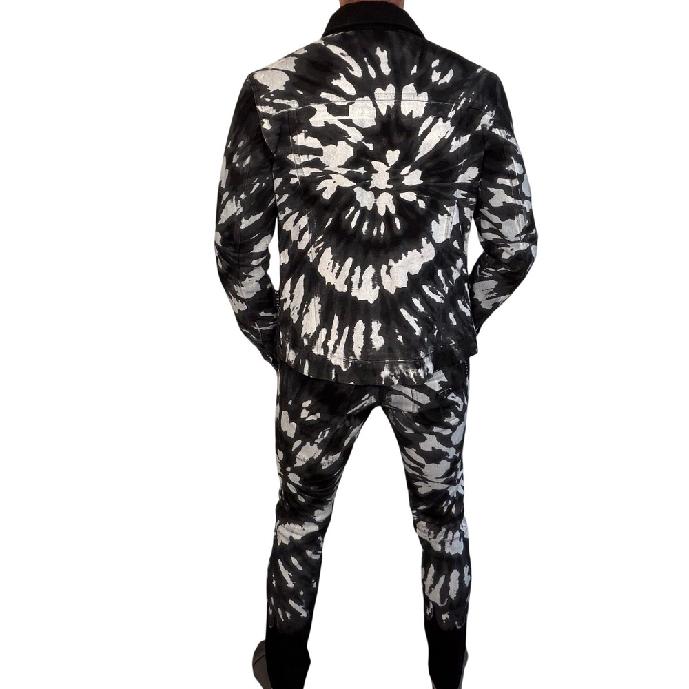 Philipp Plein Super Straight Cut Black White Tie-Dye Jeans Sz 30 | Rare Capsule - Picture 5 of 11